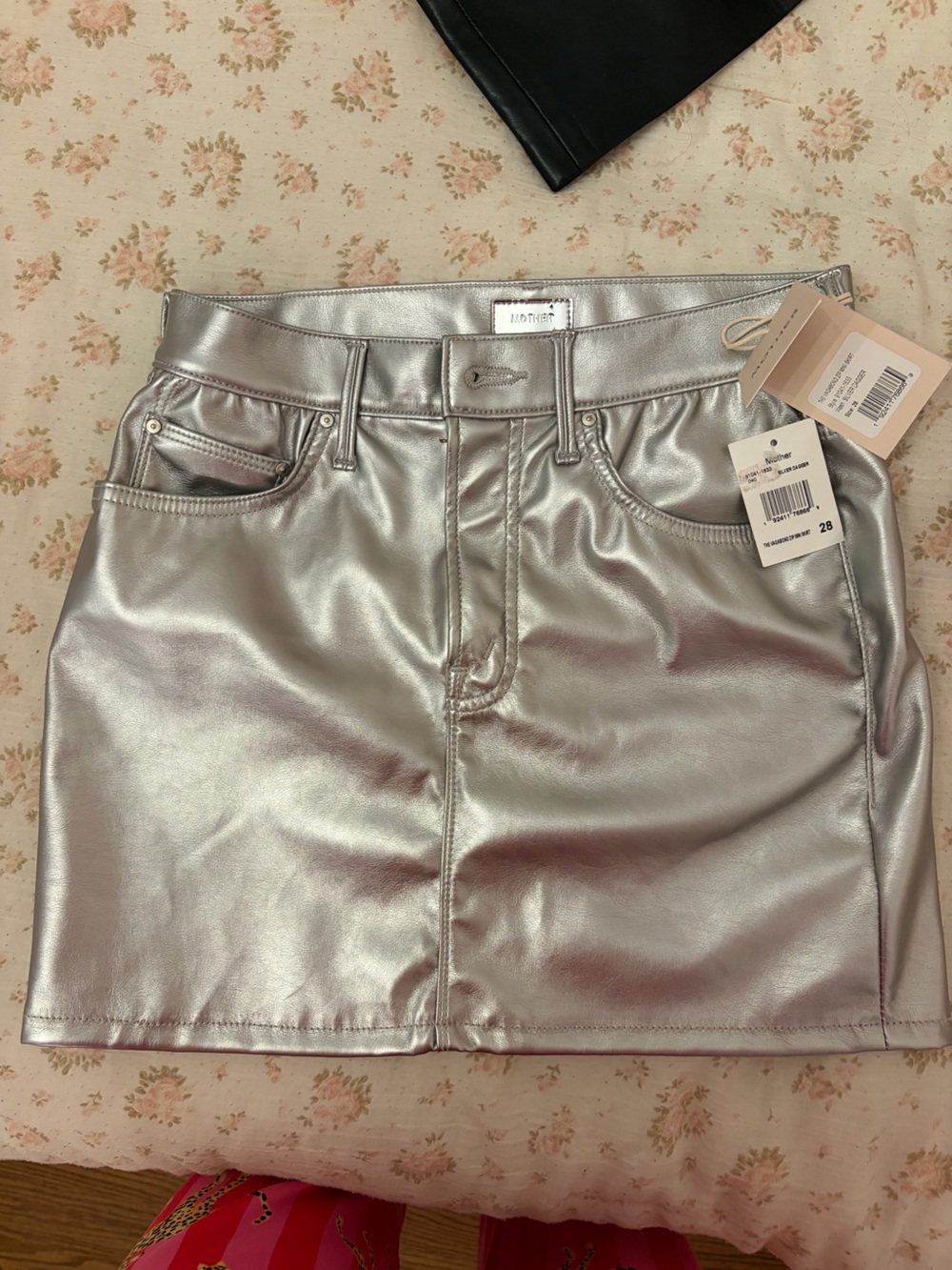 MOTHER Metallic Silver Jean Shorts